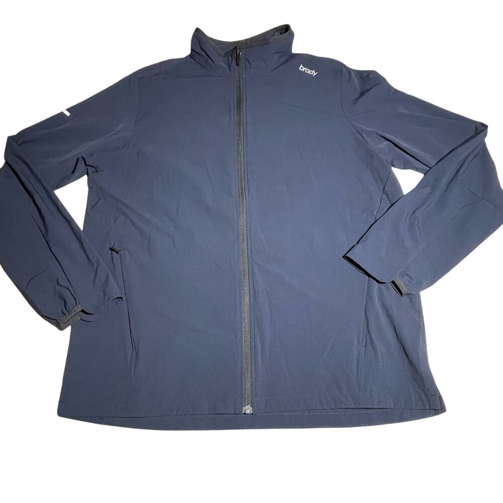 Brady Brand Mens Full Zip Training Jacket Navy Blue Mock Neck Athletic Layer‎